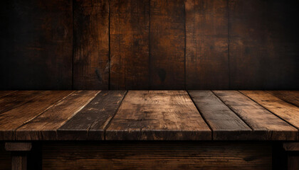 Natural Nuance: Empty Wooden Table Provides Versatile Copy Space