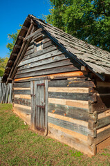 Obraz premium A Cabin at Ninety Six National Historic Site, Old Ninety Six and Star Fort in South Carolina