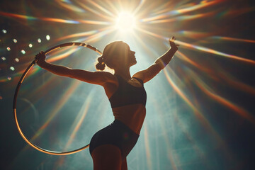 A hoop dancer dances under the spotlights ai generated art. 