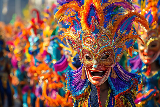 Image of people wearing masks at a festival