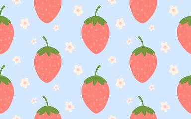 strawberry Seamless pattern. Pattern for textiles, wrapping paper, wallpapers, backgrounds