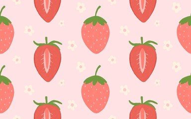 strawberry Seamless pattern. Pattern for textiles, wrapping paper, wallpapers, backgrounds