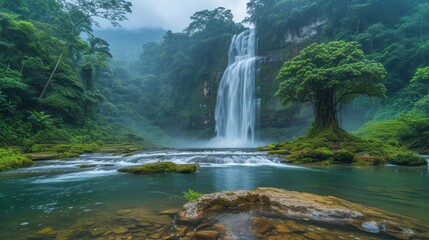 amazon ecuador jungle forest river landscape san falls rafael nature waterfall