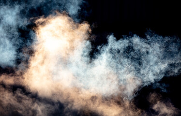 Smoke isolated on black background