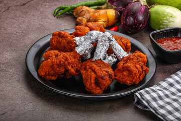 Indian cuisine glazed chicken lollipop