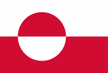 Close-up of vector graphic of red and white national flag of autonomous territory of Greenland. Illustration made February 7th, 2024, Zurich, Switzerland.