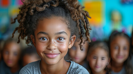 Fototapeta premium School girl smiling, African etnicity