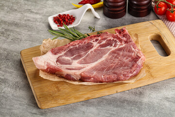 Raw pork neck steak uncoocked