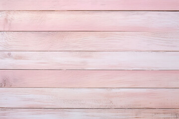 Top view pink wood pastel white wall background