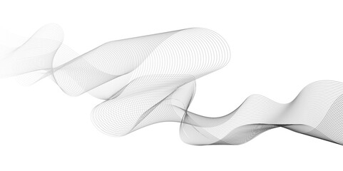 Grey wave business curve lines on transparent background. Abstract wavy ocean line and technology, business, voice, sound, music, poster, banner background.