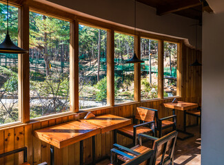 Cafe with wooden interiors