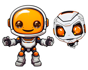 Set of cute robot characters. Cartoon vector illustration isolated on white background.