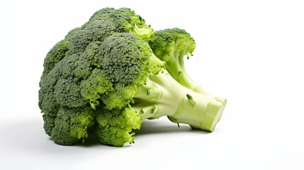 Vibrant broccoli cabbage on white background. Nutritious green veggies concept. 