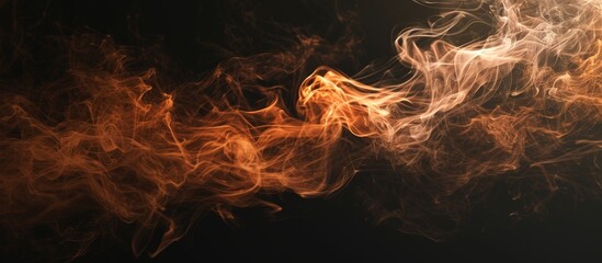 Abstract brown smoke with lighting on black backdrop. - obrazy, fototapety, plakaty