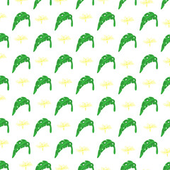 
green leaf painting and yellow flowers Arranged as a background image