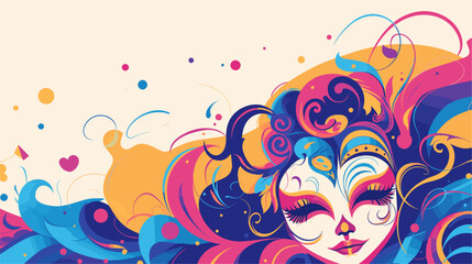 Festive carnival-themed vector scene incorporating vibrant colors  confetti  and whimsical motifs to create a visually dynamic and celebratory composition that captures the essence of carnival joy.