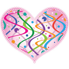 Vector hand drawn decorative rose heart with striped pattern isolated on transparent background