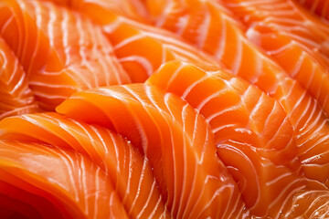 A close up of several pieces of salmon sitting on top of each other