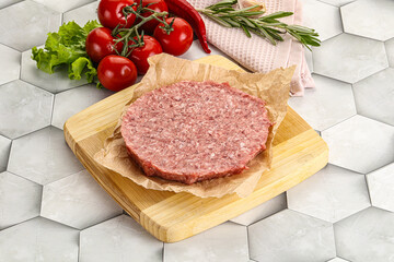 Raw beef uncooked burger cutlet