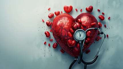 Hypertension design concept, heart - obrazy, fototapety, plakaty