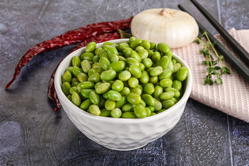 Bowl of delicious edamame beans