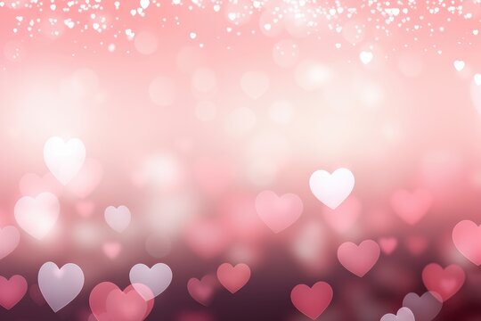 A photograph capturing a pink background filled with numerous hearts, creating a blurry and captivating effect.