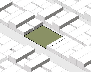 isometric area outline architecture space urban building modern illustration vector. isometric line town street exterior downtown design landscape construction district house. isometric architect.