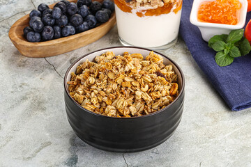 Granola museli cereal for breakfast
