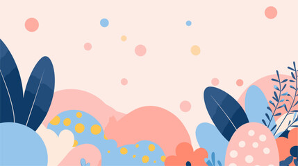 Abstract Easter background with a whimsical vibe  incorporating dynamic patterns  organic forms  and a lively pastel color palette for a visually engaging and meaningful composition. simple minimalist