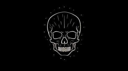 Minimalist skull vector design against a dark background  conveying simplicity and depth in a thought-provoking manner. simple minimalist illustration creative