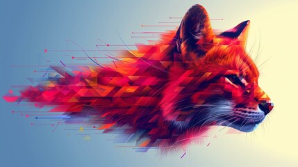 Abstract Red Fox in Geometric Polygonal Art Style
