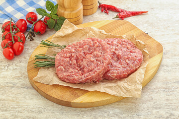 Raw pork cutlet for burger