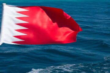Bahrainian Flag on a Blue Ocean, Bahrain