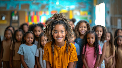 School girl smiling, African etnicity