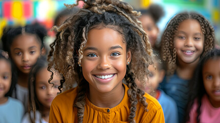 Fototapeta premium School girl smiling, African etnicity