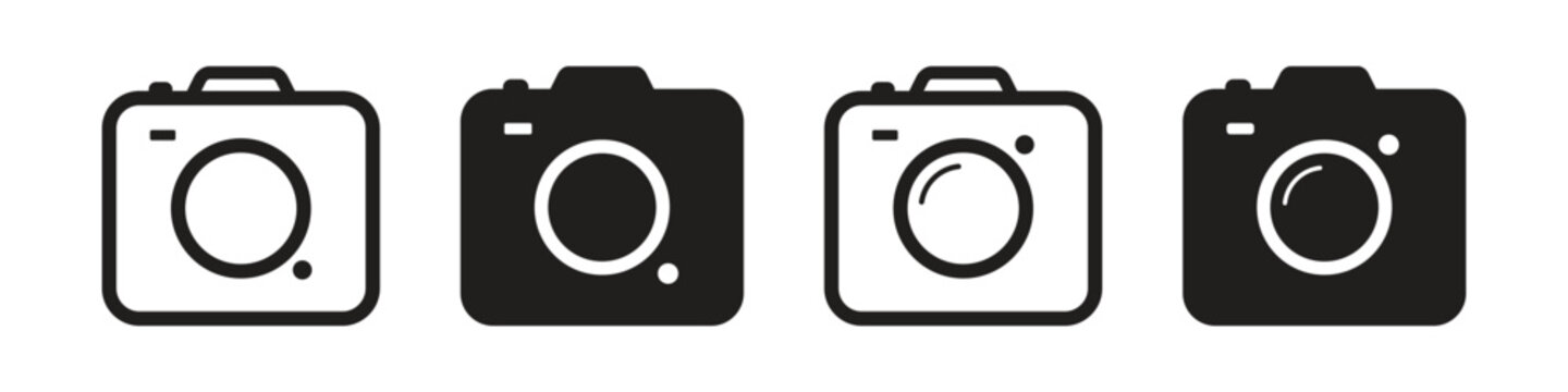 photography camera icon for apps and websites, vector symbol on transparent background.