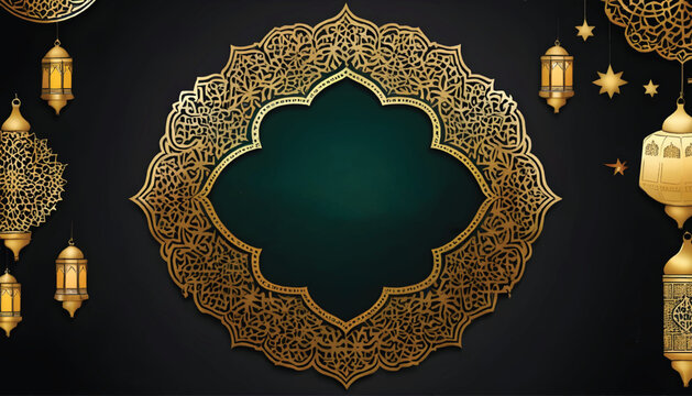 moeslem islamic background with ornament, eid mubarak greeting card