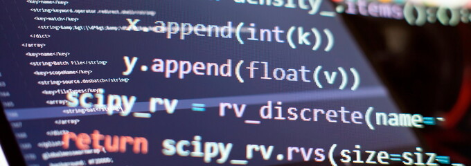 Writing programming functions on laptop. Big data and Internet of things trend.