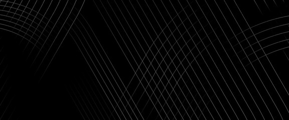 Vector black abstract background lines tech geometric modern dynamic shape, futuristic light gray line corner concept abstract on black background.	