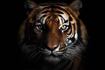 Naklejka premium Tiger face on black background