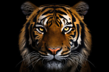 Tiger face on black background