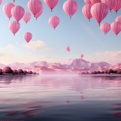 Fototapeta premium featuring a horizon with pink ribbons