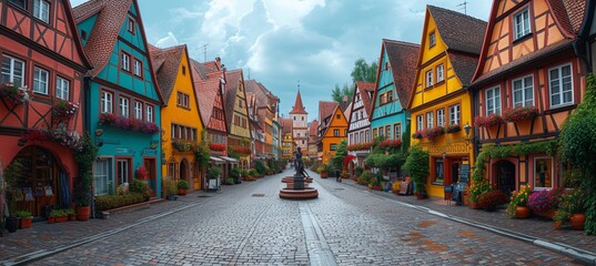 Colorful Alleyway in a German Town Generative AI