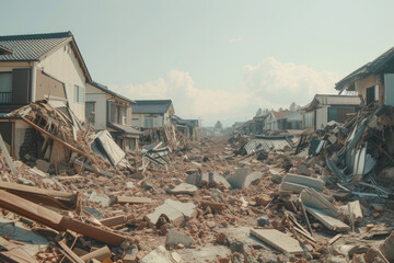 a natural disaster earthquake in a destroyed city