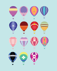 Simple and Abstract Hot Air Balloon Design Set