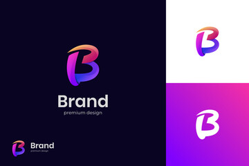 letter B gradient logo identity design, abstract colorful vibrant vector logo template © Agung