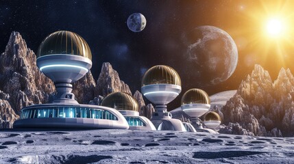 Human colony on another planets. Space pioneers redefine human potential.