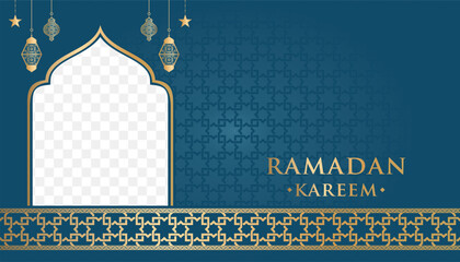 Islamic Ramadan Kareem Eid Mubarak Arabic Luxury Ornamental Background with Islamic Pattern and Decorative Ornament Frame