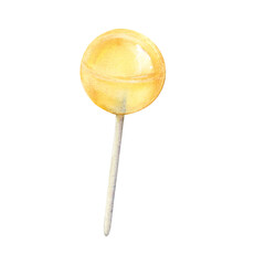 Candy lollipop stick watercolor drawing. Sweet suckers sugar pops treat. Confection drop confectionery bonbon tea. Sugar bakery tasty dessert decoration isolated on white background