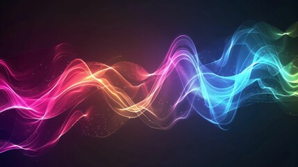 Formes d'ondes lumineuses et color&eacute;es sur fond noir, arri&egrave;re plan graphique, illustration ia g&eacute;n&eacute;rative